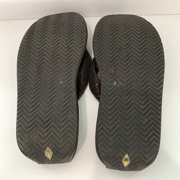 Volatile Textured Flip Flops Platform Sandals Slip On Wedge Brown Size 7 - Picture 5 of 5